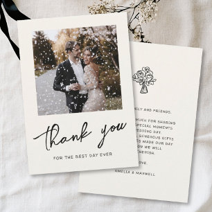 Handdrawn Script Trendy Wedding Photo Thank You Card