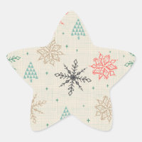 Handdrawn Snowflakes Christmas Trees Multicolor