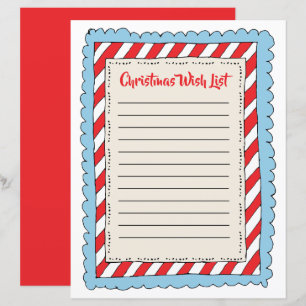 Handdrawn Stripe Kids Christmas List Template