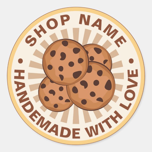 Handemade with love Custom Chocolate Chip cookie  Classic Round Sticker (Front)