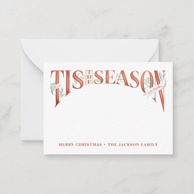 Handettered Tis The Season Christmas Card (Front)