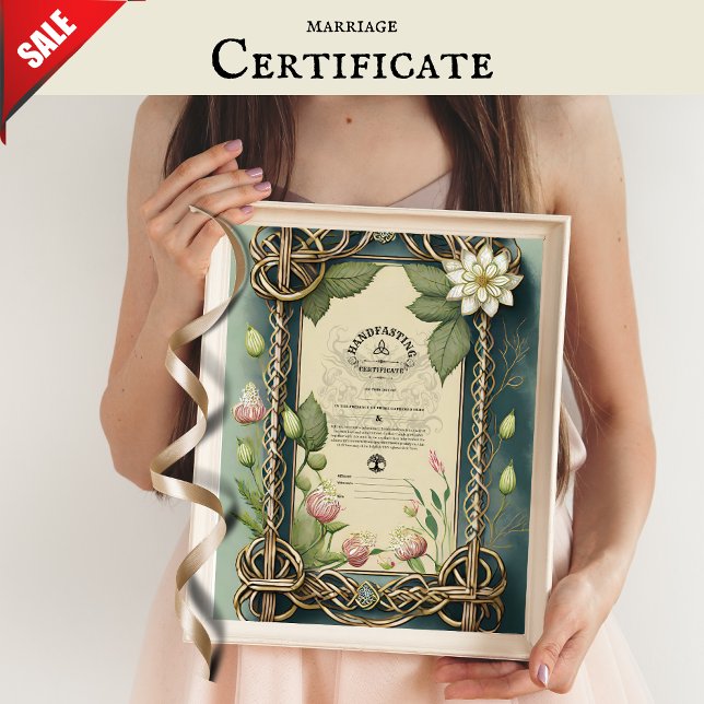 HANDFASTING CERTIFICATE GREEN CELTIC WICCA PAGAN POSTER (Creator Uploaded)
