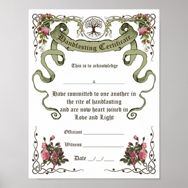 Handfasting Certificate Poster (Front)