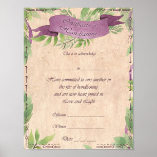 Handfasting Certificate Poster - Green Witch