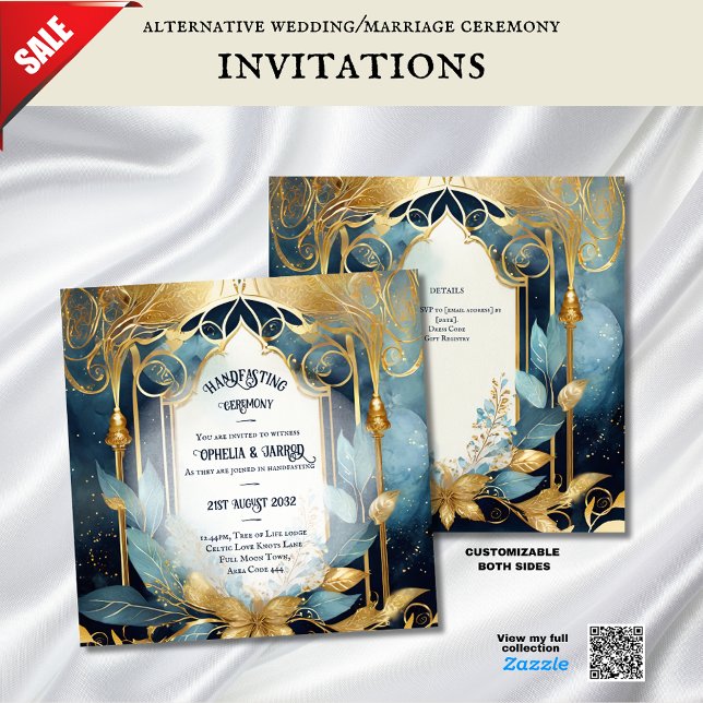 HANDFASTING INVITATIONS TEAL GOLD (Creator Uploaded)