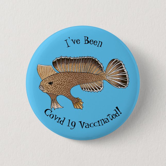 Handfish cartoon illustration 2 inch round button (Front)