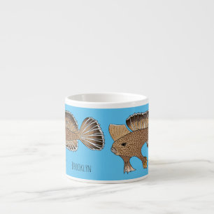 Handfish cartoon illustration espresso cup