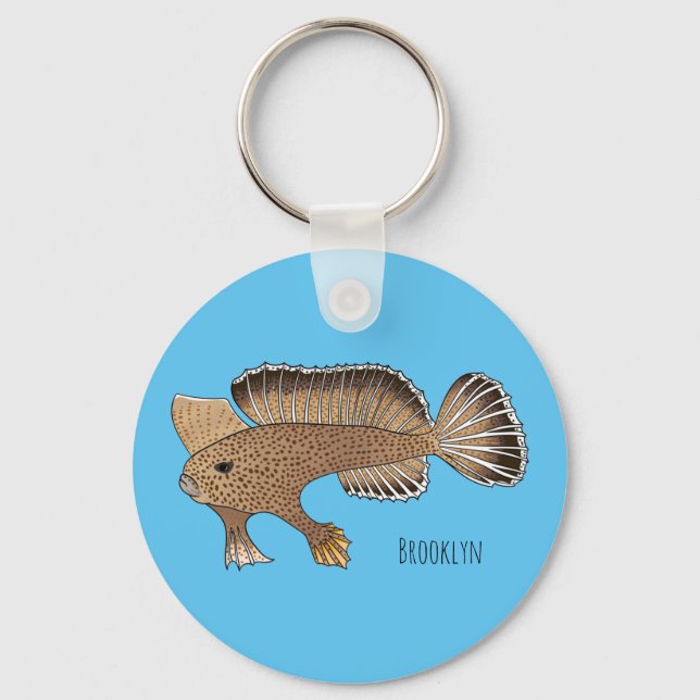 Handfish cartoon illustration keychain (Front)
