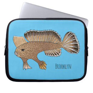 Handfish cartoon illustration  laptop sleeve