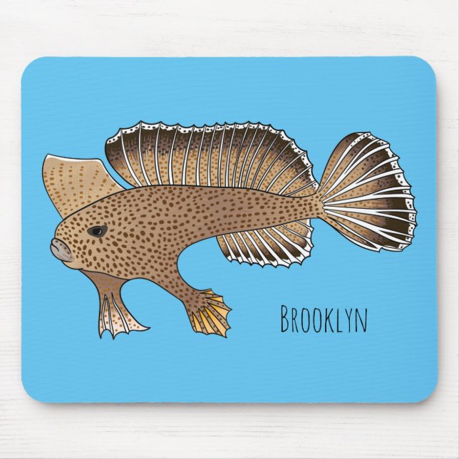 Handfish cartoon illustration  mouse pad (Front)