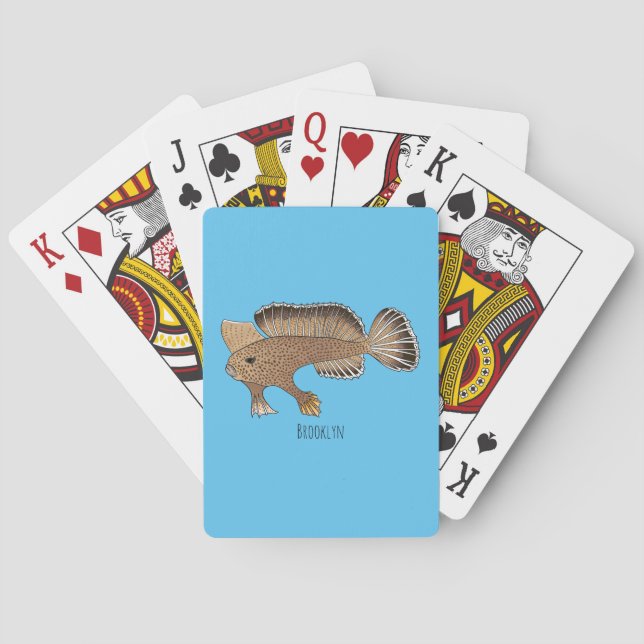 Handfish cartoon illustration  playing cards (Back)