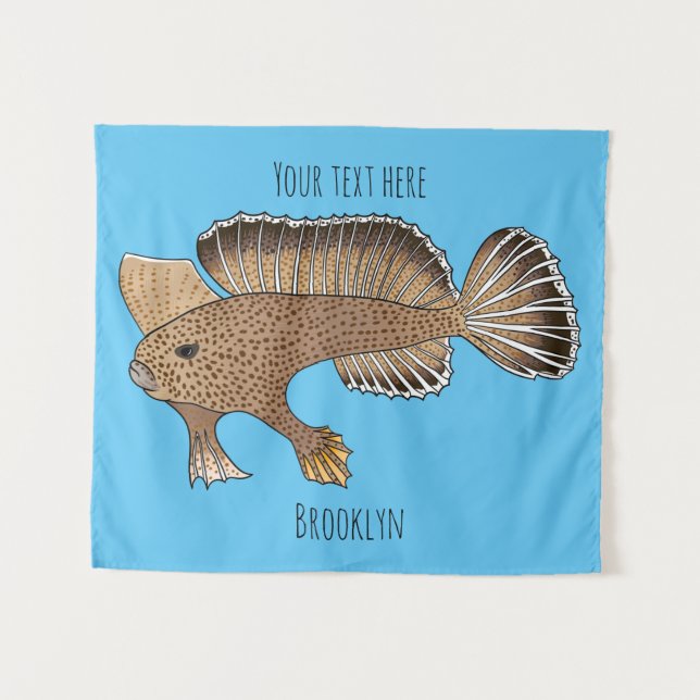 Handfish cartoon illustration tapestry (Front (Horizontal))
