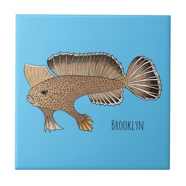 Handfish cartoon illustration tile (Front)