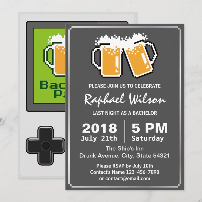 Handheld Game Funny Beers Bachelor Party Card (Front/Back)