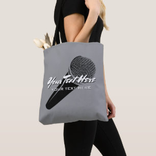 Handheld vocal microphone mic design personalized tote bag