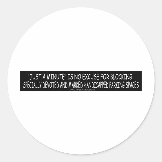 HANDICAP PARKING 5 CLASSIC ROUND STICKER (Front)