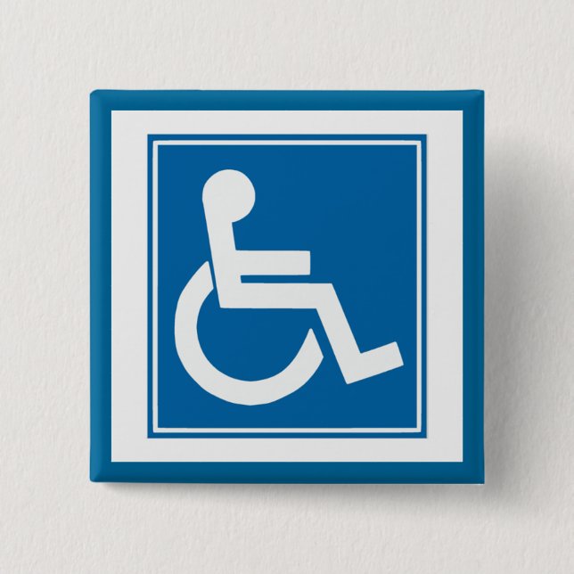 Handicap Sign 2 Inch Square Button (Front)