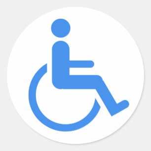 Handicapped blue design! classic round sticker