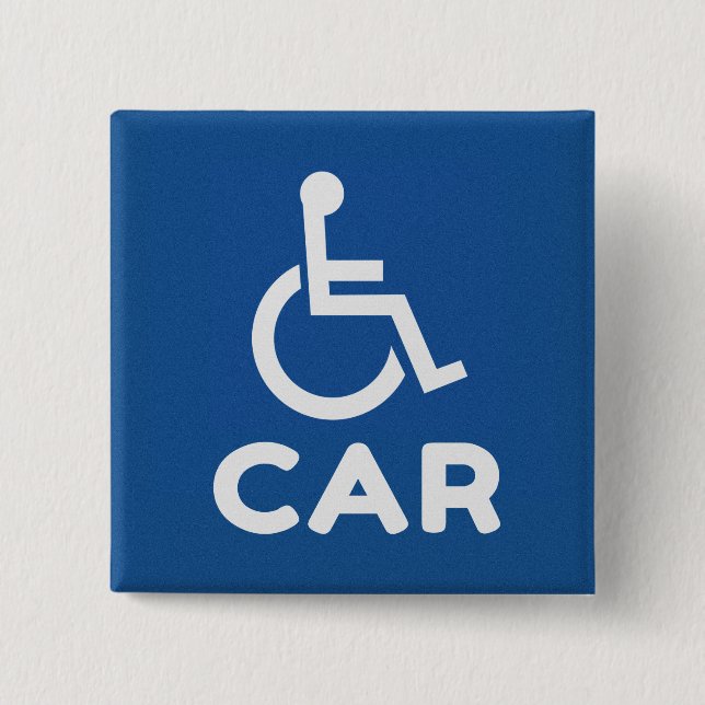 Handicapped Car 2 Inch Square Button (Front)