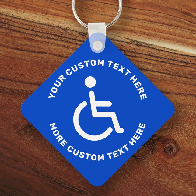 Handicapped disabled symbol text blue white keychain (Creator Uploaded)