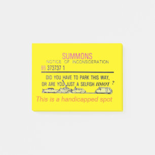 Handicapped Parking Notice Post-it Notes