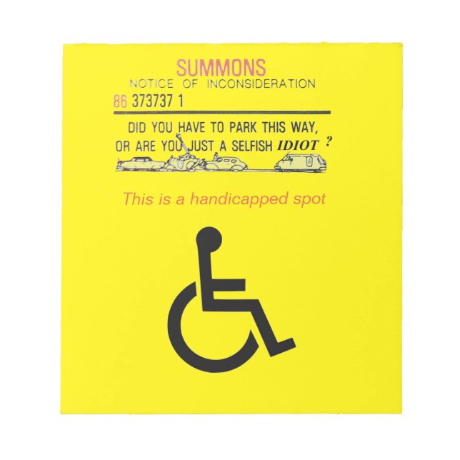 Handicapped parking Post-It Notes (Front)