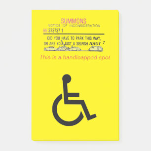 Handicapped parking Post-It Notes