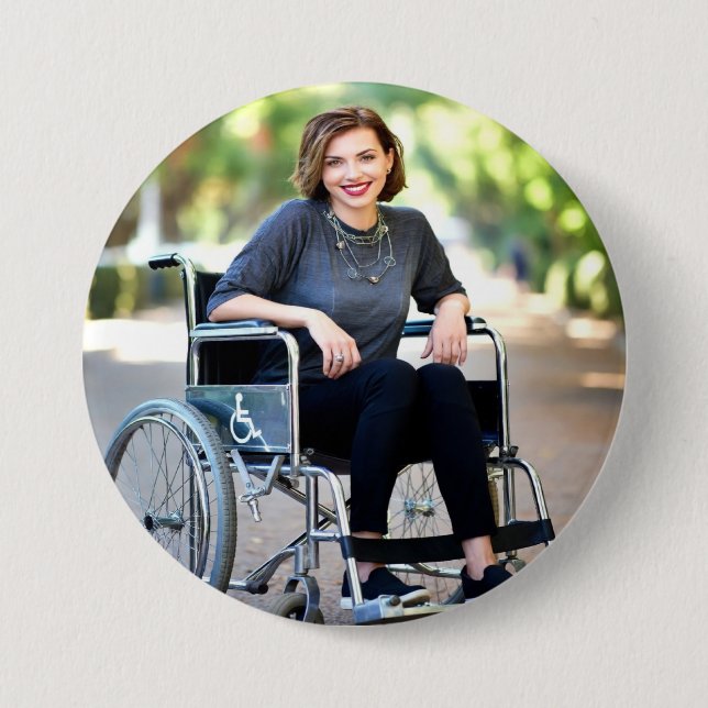 Handicapped Photo Customize Personalize 3 Inch Round Button (Front)