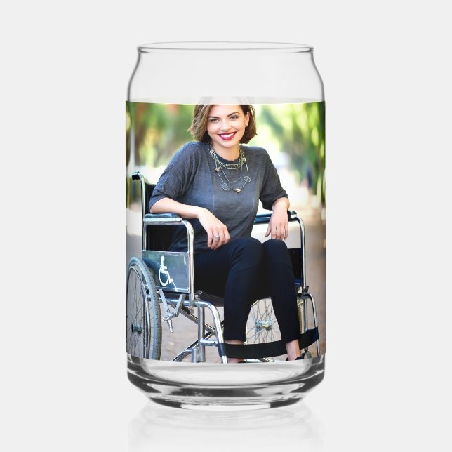 Handicapped Photo Customize Personalize Can Glass (Front)