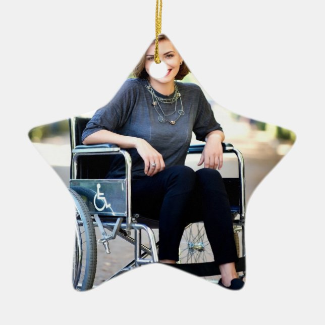Handicapped Photo Customize Personalize Ceramic Ornament (Front)