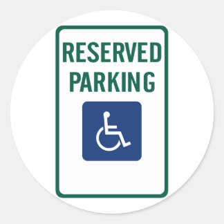 Handicapped Reserved Parking Highway Sign Classic Round Sticker