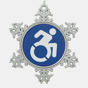 Handicapped Sign Modern Snowflake Pewter Christmas Ornament