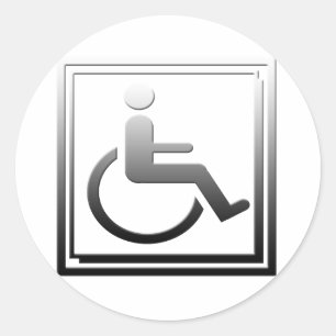 Handicapped Stylish Symbol Chrome Silver Classic Round Sticker