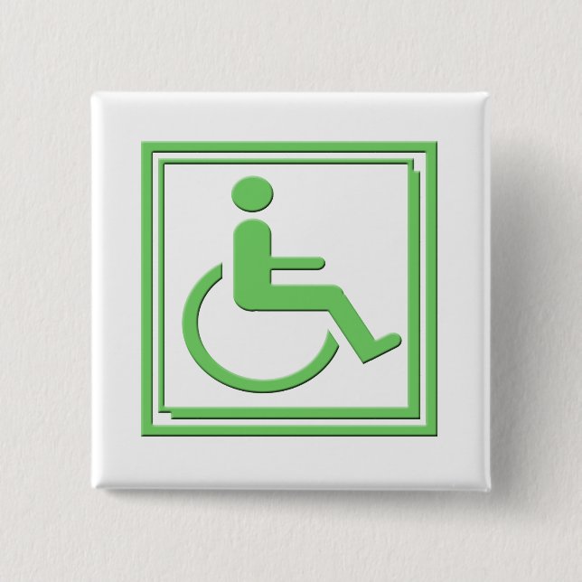 Handicapped Stylish Symbol Green 2 Inch Square Button (Front)