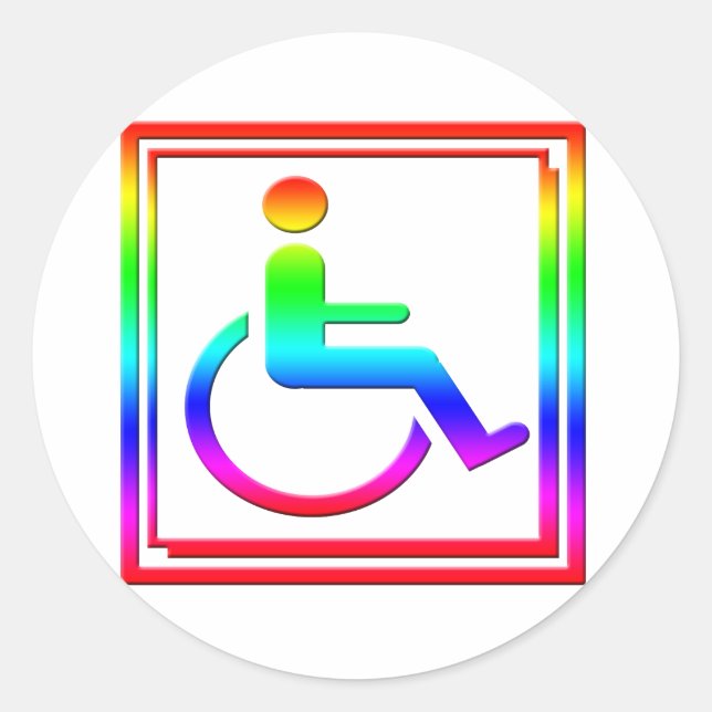 Handicapped Stylish Symbol Multicolored Classic Round Sticker (Front)