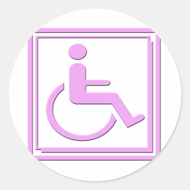 Handicapped Stylish Symbol Pink Classic Round Sticker (Front)