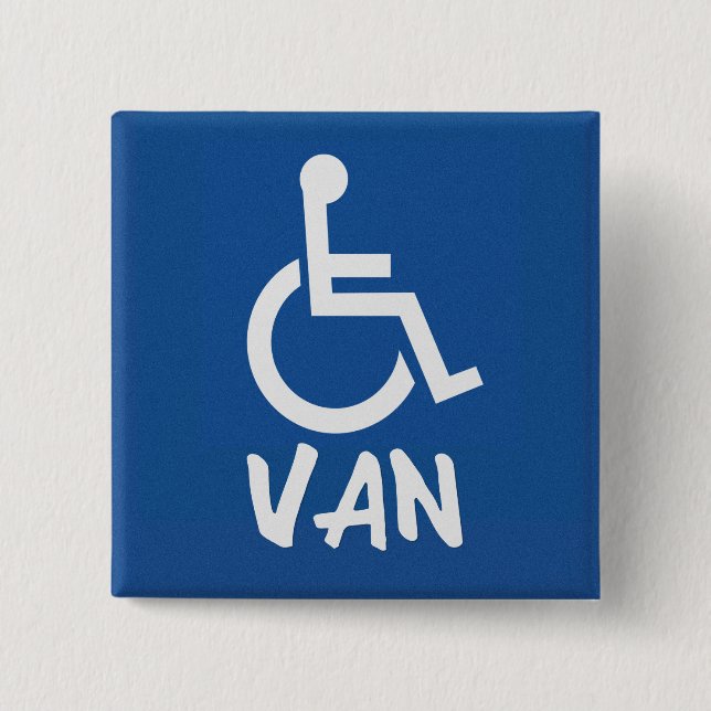 Handicapped Van 2 Inch Square Button (Front)