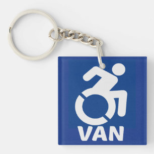 Handicapped Van Modern Keychain