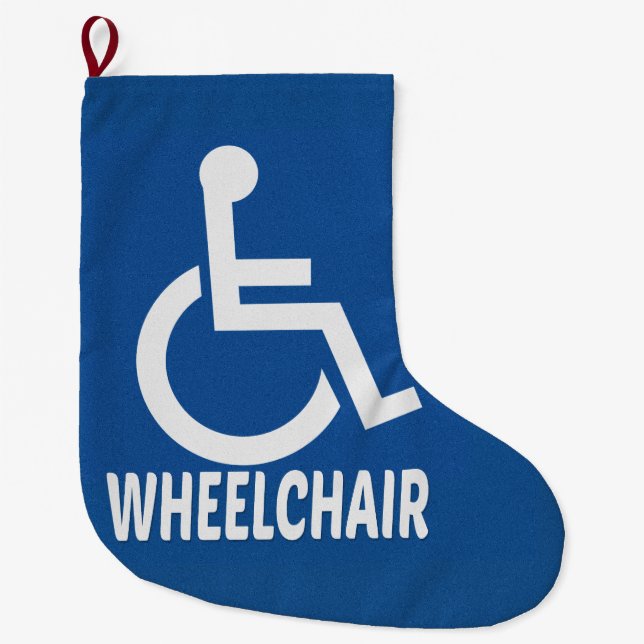 Handicapped Wheelchair Large Christmas Stocking (Front)