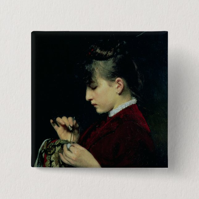 Handicraft, 1887 2 inch square button (Front)