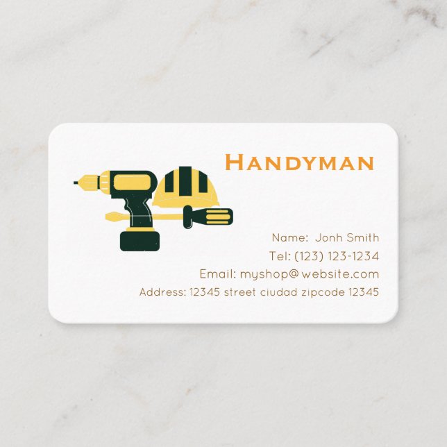 handiman services editable   business card (Front)