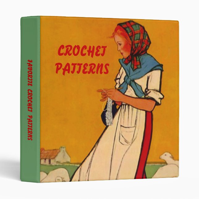 HANDIWORK NEEDLEWORK PATTERNS NOTEBOOK BINDER (Front/Spine)