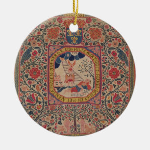 Handknitted carpet depicting Jacob's dream, Alsace Ceramic Ornament