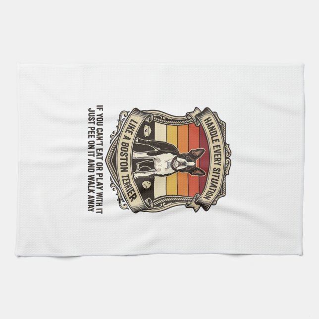 Handle Every Situation Boston Terrier Dog Sunset S Kitchen Towel (Horizontal)