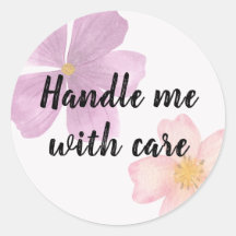 Handle me with care sticker with watercolor flower