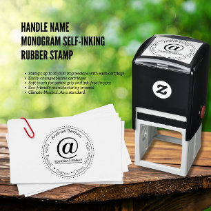 Handle Name Monogram Self-Inking Rubber Stamp