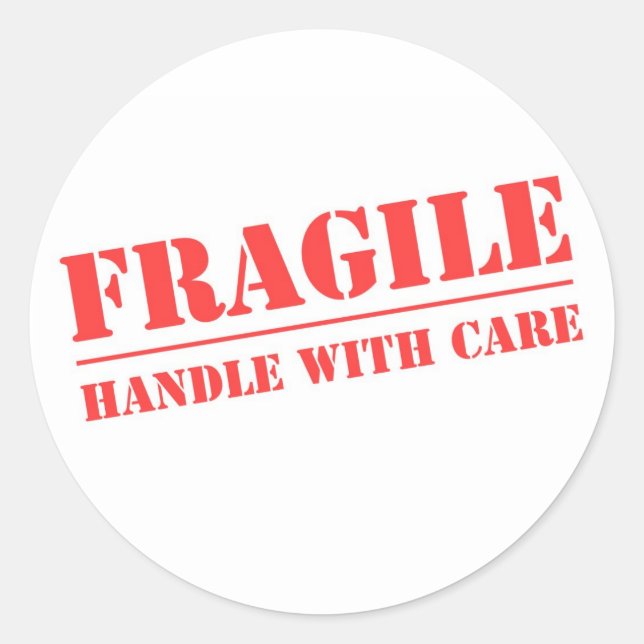 Handle with Care Classic Round Sticker (Front)