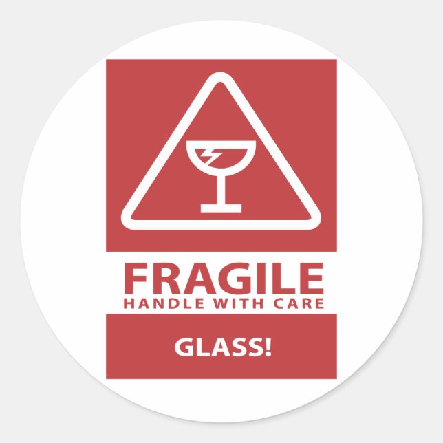 Handle with care classic round sticker (Front)
