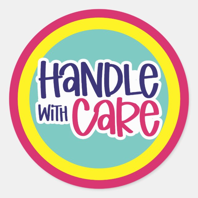 Handle With Care - custom colours Classic Round Sticker (Front)