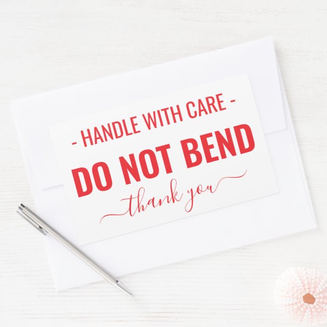 Handle with Care Do Not Bend Warning Sticker (Envelope)